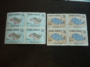 Stamps - Cuba - Scott# C185-C191 - Mint Hinged Set of 7 Stamps in Blocks of 4