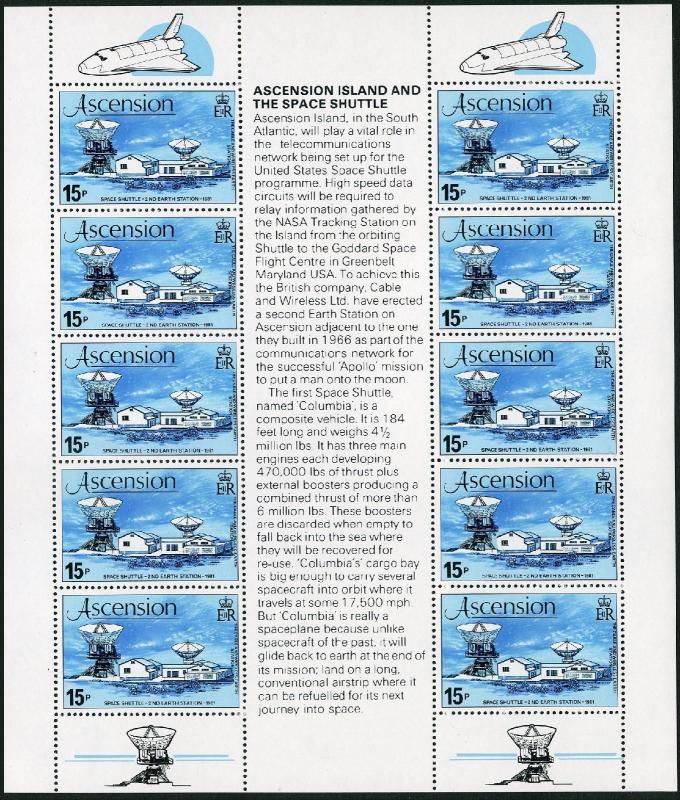 Ascension 273 Feuille,Mnh.michel 275 Klb. Flight-Colombia Navette Spatiale,1981