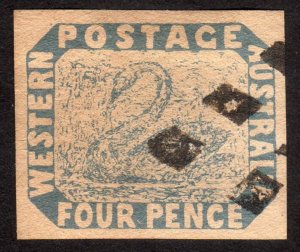 1854, Western Australia, Swan, Used, Sc 3, FORGERY