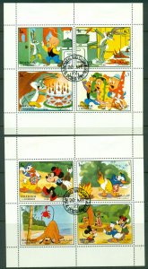 Sharjah 1972 Mi#1083-1090 Cartoon Characters, Disney 2xsheetlet CTO