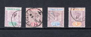 Leeward Islands SC #1-4   VF, Used, SON Antigua cancel, CV $11.45  ..... 3450002