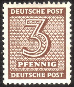 1945, Germany West Saxony 3pfg, MNH, Well centered, Mi 126