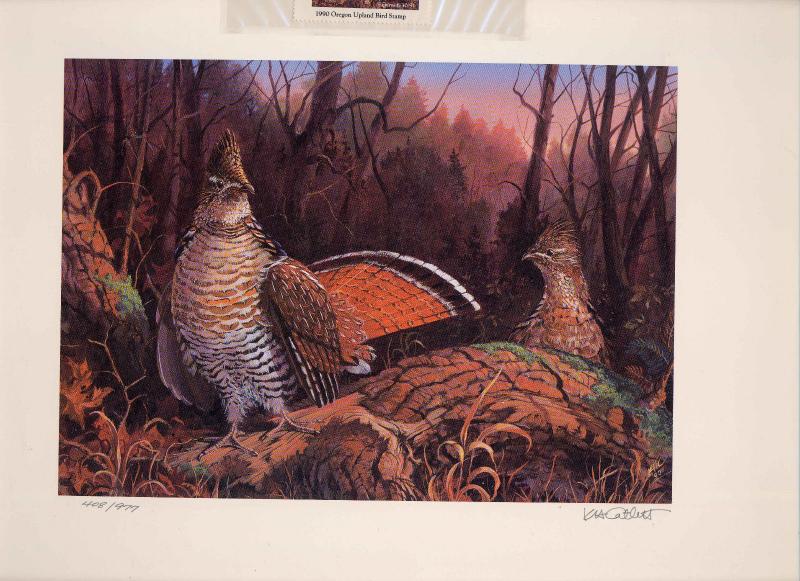 OREGON #1 1990  UPLAND GAME STAMP PRINT by Ken Catlett