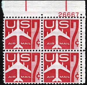 SC#C60 7¢ Jet (Red) PB MNH 