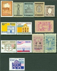 MACAU : Nice lot of Mint singles & sets. Very Fine.  Scott Catalog $100.00.