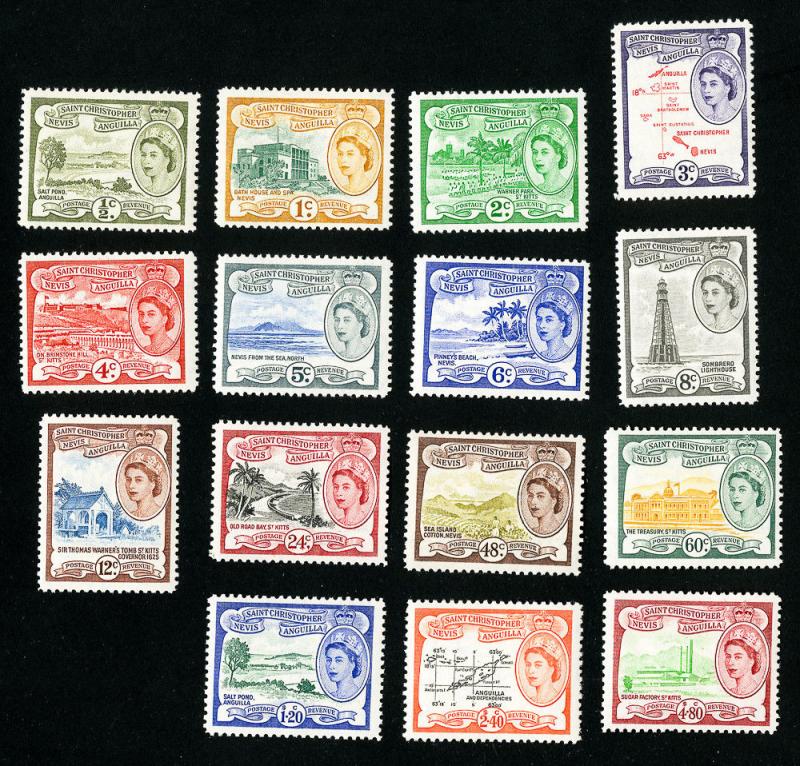 St Kitts-Nevis Stamps # 120-134 VF OG LH Set of 15 Scott Value $75.70