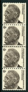 USA 1966 Roosevelt 6¢ P10 Vert Coil Line of 4 Sc 1298 MNH T215