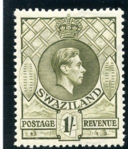 Swaziland 1938 KGVI 1s brown-olive (p13½x13) MLH. SG 35.