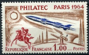 France Sc#1100 MNH, 1f brn, car red & ultra, Stampexhibition Philatec (1964)
