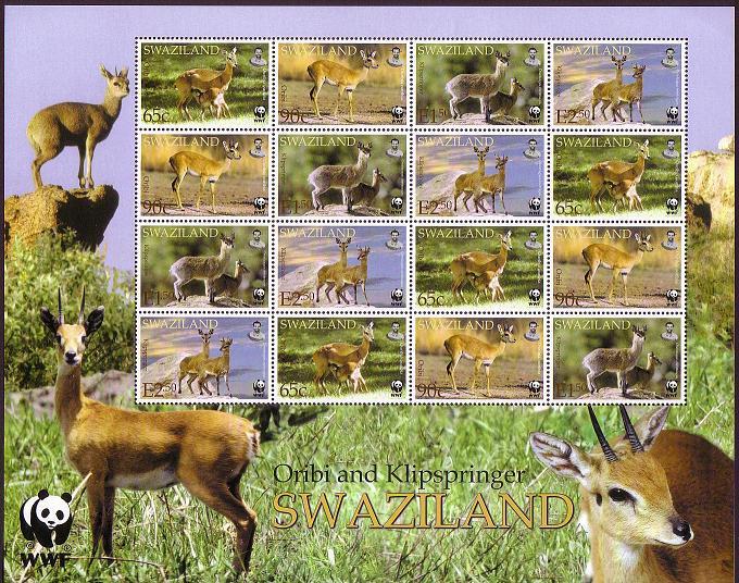 Swaziland WWF Klipspringer and Oribi Sheetlet of 4 sets SG#704-707 SC#698-701