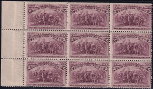 #231 Mint NH, Fine+, Block of 9, broken frame line, SE, some separation (CV $...