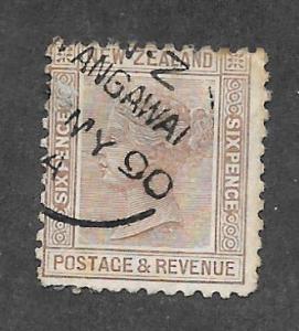 NEW ZEALAND #65 Used 6p Queen Victoria Stamp 2019 CV $8.50