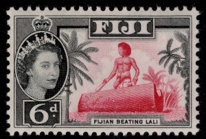 FIJI QEII SG303, 6d carmine & black, NH MINT.