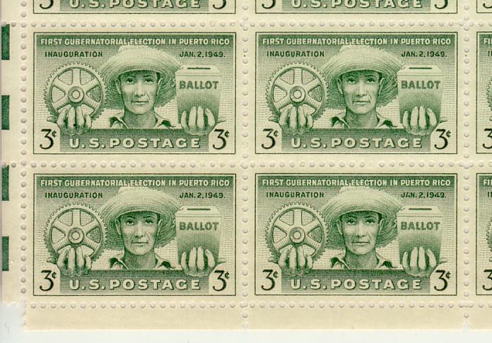 1949 U.S 3¢ Puerto Rico 1st elections complete sheet MNH Sc# 983