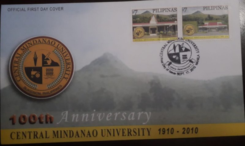 O) 2010 PHILIPPINES, CENTRAL MINDANAO UNIVERSITY, BUILDING, FDC XF