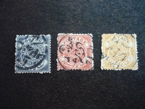 Stamps - India - Hyderabad - Scott# 17-19 - Used Part Set of 3 Stamps