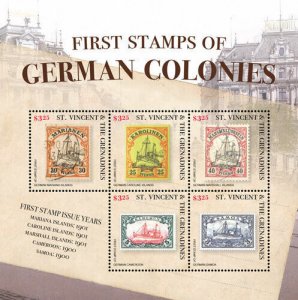 St. Vincent 2016 - First Stamps of German Colonies - Sheet of 5 Stamps - MNH