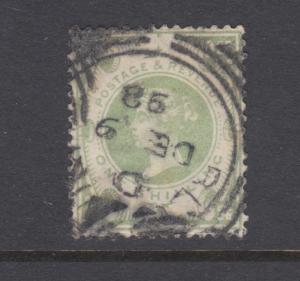 Great Britain Sc 122 used 1887 1sh green Queen Victoria, sound & F-VF