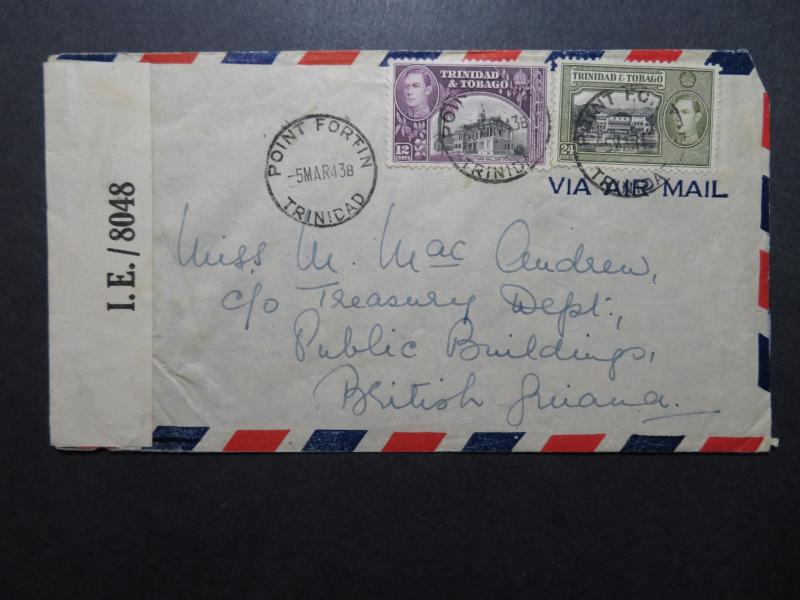 Trinidad 1943 Port Fortin Censor Cover to British Guiana  - Z10707