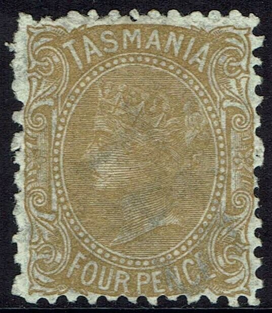 TASMANIA 1891 QV 4D WMK TAS WITH LINES PERF 12 