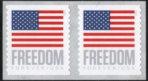 SC#5789 (Forever) Freedom U.S. Flag Coil Pair: BCA, 3K Roll (2023) SA