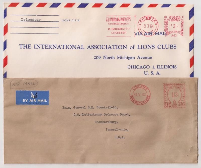 GREAT BRITAIN: METER STAMP LOT; SIX decades incl one CENSORED, mostly covers VF+