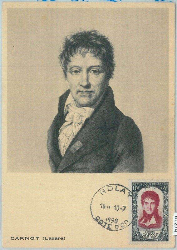 81274 - FRANCE - MAXIMUM CARD - HISTORY 1950 Red Cross POLITICS Carnot-