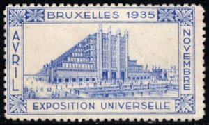 1935 Belgium Poster Stamp Brussels Universal Exhibition Unused