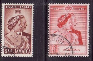 Jamaica-Sc#138-9- id7-used KGVI Omnibus set-Silver Wedding-1948-