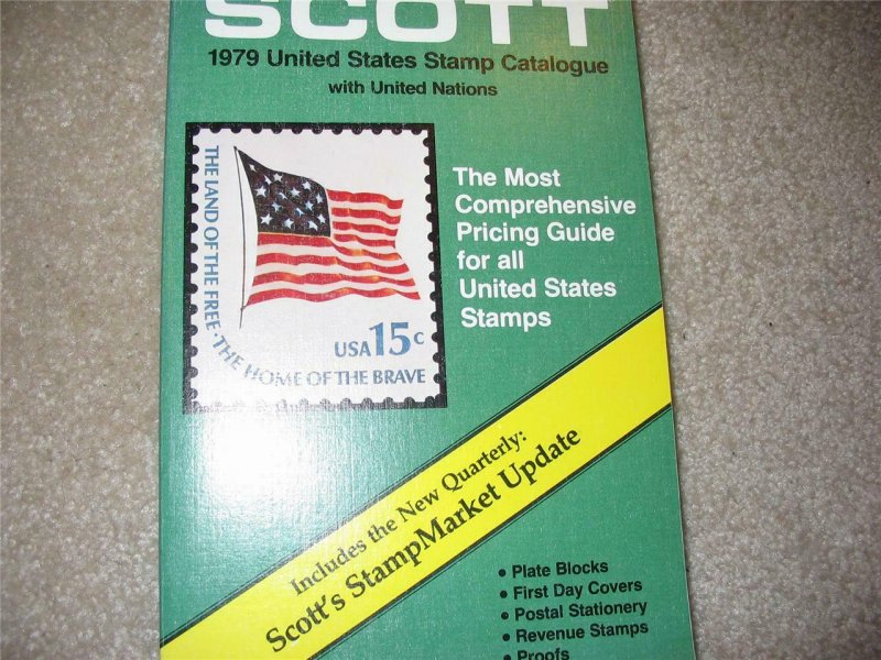 Scott Stamp Catalog. Illustrated. 1979 United States and UN catalog