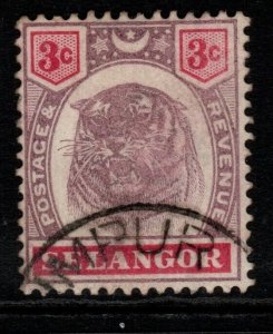 MALAYA SELANGOR SG54 1895 3c DULL PURPLE & CARMINE USED