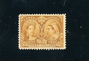 CANADA $3 QUEEN VICTORIA JUBILEE SCOTT #63 VF OG MINT HINGED--NO THINS