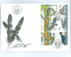 Finland 1156 2001 birds, souv. sheet of 6 stamps on cacheted, unaddressed cover