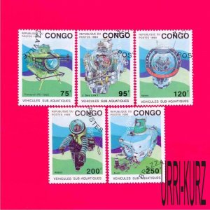 CONGO 1993 Deep Sea Research Submersibles Submarines Divers 5v Sc1021-1025 CTO