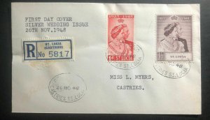 1948 St Lucia Cover FDC Royal Silver Weeding King George VI & Queen Elizabeth