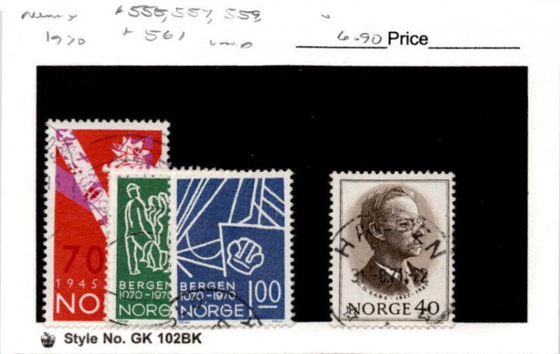 Norway, Postage Stamp, #555, 557, 559, 561 Used, 1970 Victory WW2 (AB)