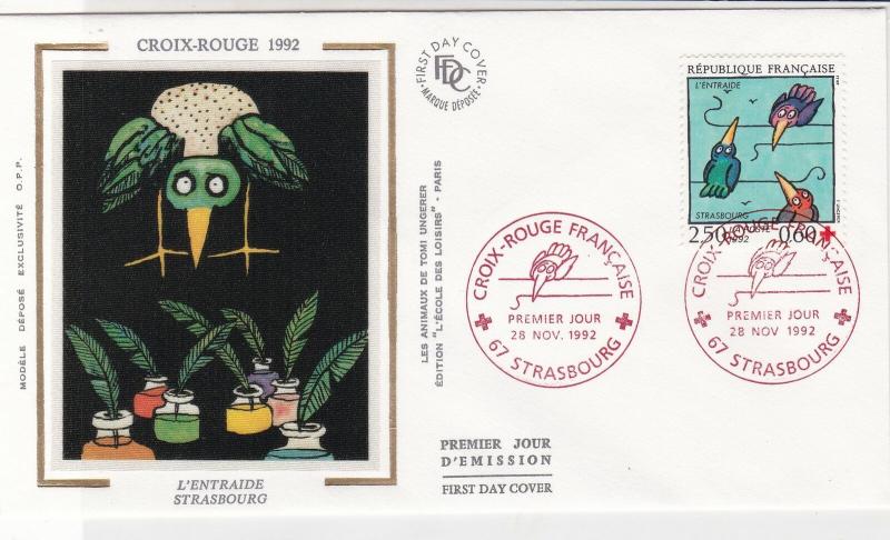 France 1992 Red Cross Slogan Cancels Caring Europe Pic+ Stamp FDC Cover Rf 31653