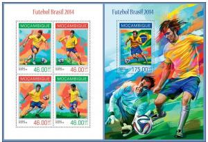 MOZAMBIQUE 2014 2 SHEETS m14102ab WORLD CUP BRASIL SOCCER