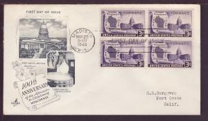 US Wisconsin Statehood 1948 B/4 Artcraft Typed FDC BIN 12023