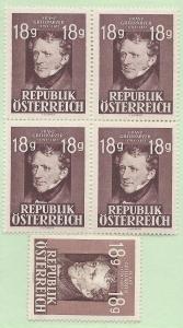 Austria #489, MNH, Blk/4 + 1