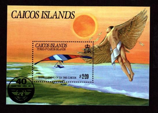 Caicos Islands 73 Mint NH Souvenir Sheet Hang Gliding!