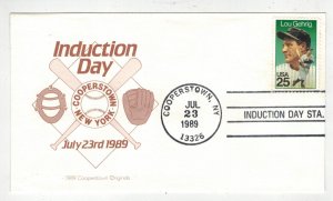BASEBALL 1989 COOPERSTOWN NY HALL OF FAME INDUCTION DAY CACHET + 2417 Lou Gehrig