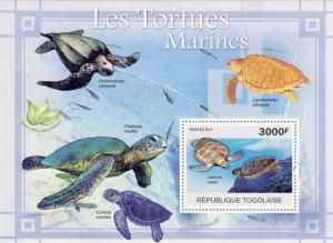 TOGO 2011 SHEET SEA TURTLES REPTILES MARINE LIFE tg11120b