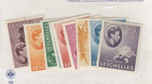 SEYCHELLES (MK6437) # 125,7,129b,131,3-4,6,9,143 VF-MH VARc KGVI DESIGNS CV $20