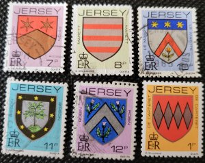 Great Britain, Jersey,  1981-83,Family Coat of Arms group, used, SCV$1.75