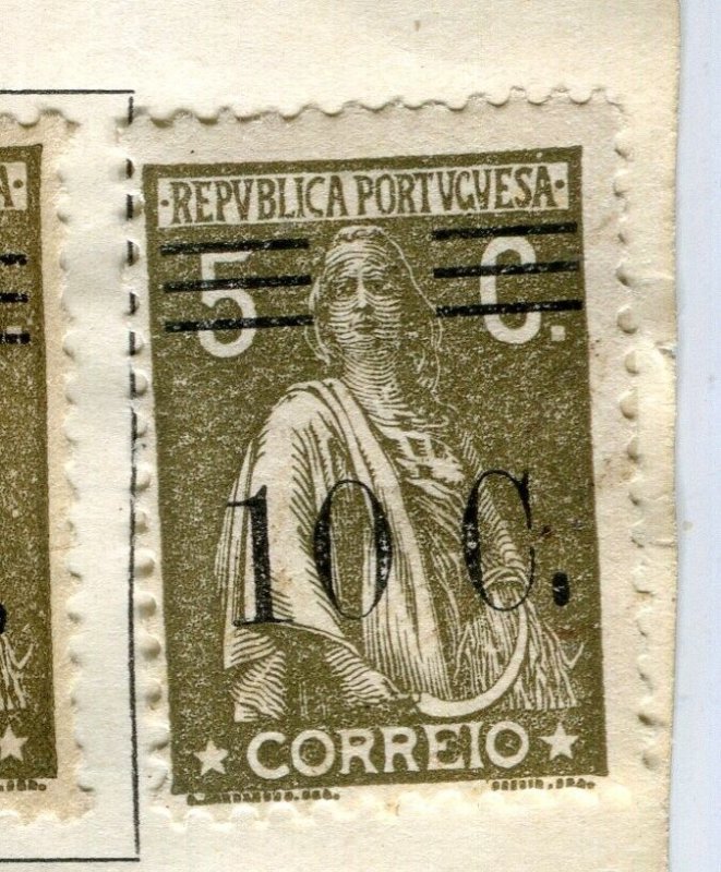 PORTUGAL; 1928 early Ceres surcharged issue Mint hinged 10c. value