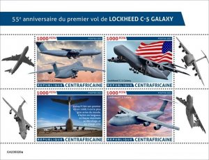 Central Africa - 2023 Lockheed C-5 Galaxy Aircraft - 4 Stamp Sheet - CA230320a