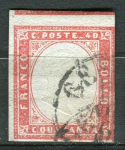 ITALY; SARDINIA 1855 early classic Imperf issue used fine Shade of 40c. value