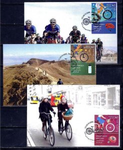 ISRAEL 2019 STAMPS URBAN ROAD MOUNTAIN CYCLING BICYCLE 3 MAXIMUM CARDS