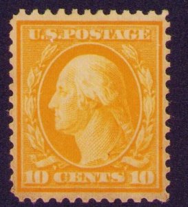 US 381 1911 10¢ Yello Original Gum MH Fine Centering